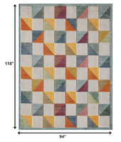 8? x 10? Orange Gray Triangle Indoor Outdoor Area Rug