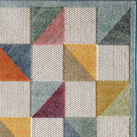 8? x 10? Orange Gray Triangle Indoor Outdoor Area Rug