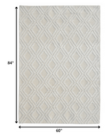 5? x 7? Ivory Diamond Lattice Modern Area Rug