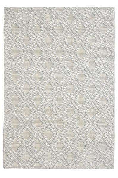 6? x 9? Ivory Diamond Lattice Modern Area Rug