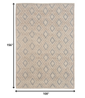 9? x 13? Tan Gray Diamond Lattice Modern Area Rug