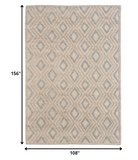 9? x 13? Tan Gray Diamond Lattice Modern Area Rug