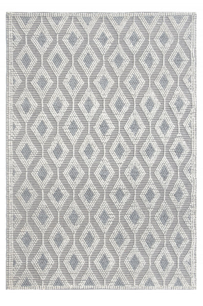 5? x 7? Ivory Gray Diamond Trellis Modern Area Rug