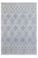 6? x 9? Blue Ivory Tribal Geometric Pattern Area Rug