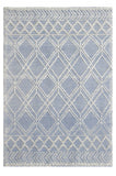 6? x 9? Blue Ivory Tribal Geometric Pattern Area Rug