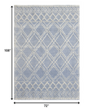 6? x 9? Blue Ivory Tribal Geometric Pattern Area Rug