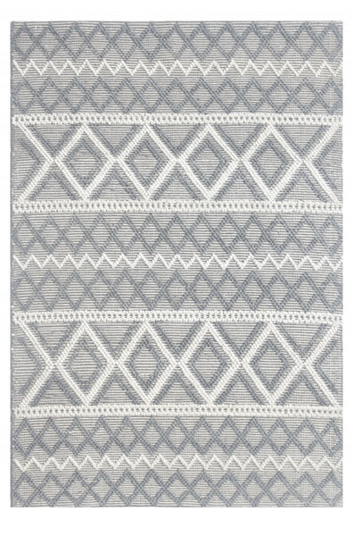 6? x 9? Gray Ivory Diamonds Boho Chic Area Rug