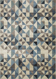 5? x 8? Blue Beige Nested Diamonds Modern Area Rug