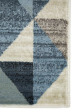 5? x 8? Blue Beige Nested Diamonds Modern Area Rug