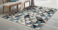 5? x 8? Blue Beige Nested Diamonds Modern Area Rug