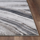 5? x 8? Gray Ivory Abstract Strokes Modern Area Rug