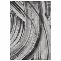 7? x 10? Gray Ivory Abstract Strokes Modern Area Rug