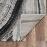 7? x 10? Gray Ivory Abstract Strokes Modern Area Rug