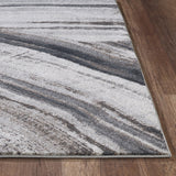 8? x 11? Gray Ivory Abstract Strokes Modern Area Rug