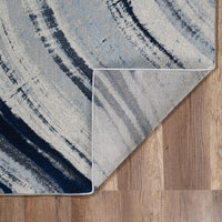 7? x 10? Navy Ivory Abstract Strokes Modern Area Rug