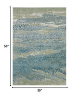 3? x 5? Blue Sage Impressionistic Ocean Area Rug