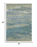 3? x 5? Blue Sage Impressionistic Ocean Area Rug