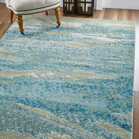 5? x 8? Blue Sage Impressionistic Ocean Area Rug