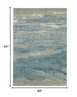 5? x 8? Blue Sage Impressionistic Ocean Area Rug