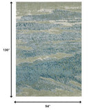 8? x 11? Blue Sage Impressionistic Ocean Area Rug