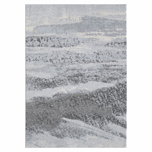 5? x 8? Blue Gray Abstract Mist Modern Area Rug