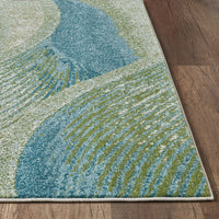 7? x 10? Blue Beige Abstract Waves Modern Area Rug