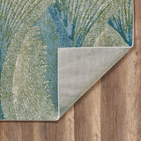 8? x 11? Blue Beige Abstract Waves Modern Area Rug