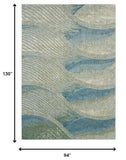 8? x 11? Blue Beige Abstract Waves Modern Area Rug