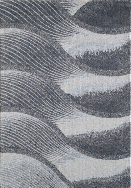 3? x 5? Gray Blue Abstract Waves Modern Area Rug