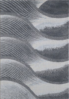 5? x 8? Gray Blue Abstract Waves Modern Area Rug