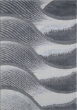 7? x 10? Gray Blue Abstract Waves Modern Area Rug