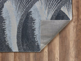 7? x 10? Gray Blue Abstract Waves Modern Area Rug