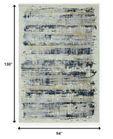 8? x 11? Blue White Distressed Traditional Area Rug