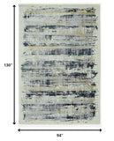 8? x 11? Blue White Distressed Traditional Area Rug