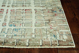 4? x 6? Ivory Khaki Distressed Plaid Area Rug