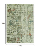 2? x 8? Sage Ivory Weathered Vintage Runner Rug