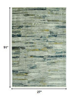 2? x 8? Blue Ivory Abstract Striped Runner Rug