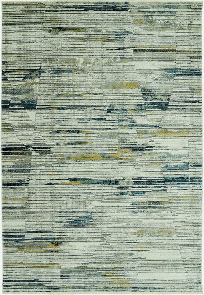 5? x 8? Blue Ivory Abstract Striped Area Rug