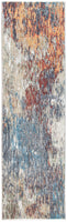 2? x 7? Blue Red Abstract Painting Modern Runner Rug