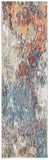 2? x 7? Blue Red Abstract Painting Modern Runner Rug