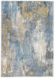 5? x 8? Blue Gold Abstract Painting Modern Area Rug