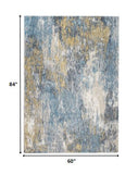 5? x 8? Blue Gold Abstract Painting Modern Area Rug