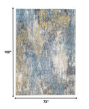 6? x 9? Blue Gold Abstract Painting Modern Area Rug