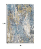 8? x 10? Blue Gold Abstract Painting Modern Area Rug