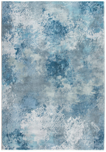 2? x 7? Blue White Abstract Sky Runner Rug