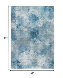 5? x 8? Blue White Abstract Sky Area Rug