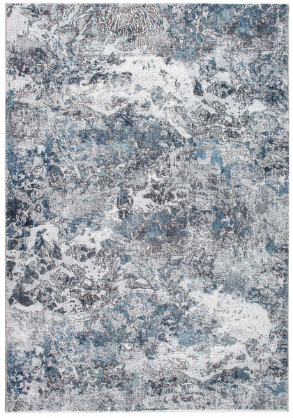 2? x 7? Gray Blue Abstract Galaxy Runner Rug