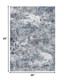 5? x 8? Gray Blue Abstract Galaxy Area Rug