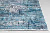 2? x 7? Blue Gray Abstract Cuboid Modern Runner Rug