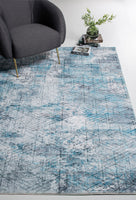 5? x 8? Blue Gray Abstract Cuboid Modern Area Rug